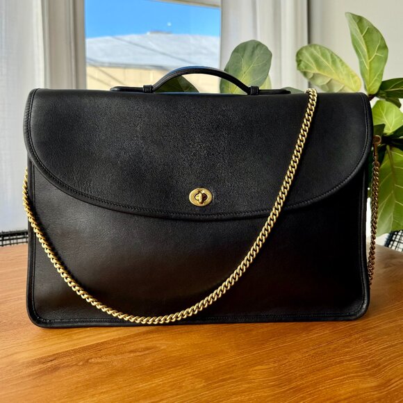 Vintage Black Leather Coach Lexington 5265 Briefcase or Laptop Bag - Picture 1 of 8